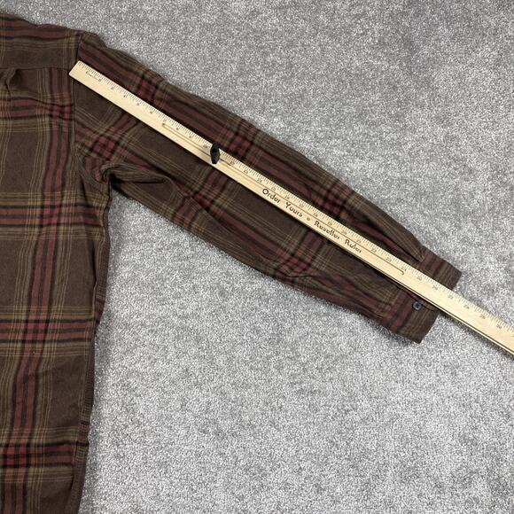 Carhartt Flannel Shirt Mens 2XL Tall Loose Fit Plaid Cotton Utility Brown - Picture 10 of 12